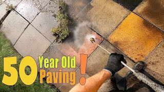 Pressure Washing a Fifty Year Old Driveway and Patio  Deep Cleaning [upl. by Inele43]