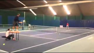 Tomáš Berdych training to return Milos Raonic serves [upl. by Yelloh]