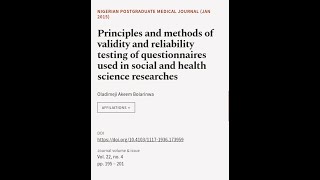 Principles and methods of validity and reliability testing of questionnaires used in   RTCLTV [upl. by Gonsalve]