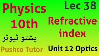 Lec 38 Refractive index Class 10 Physics Unit 12 Optics pushto tutor online education Kpk board [upl. by Corinna]