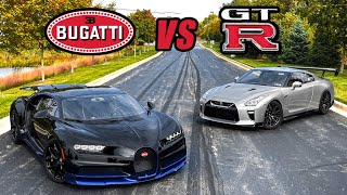 My Bugatti Chiron VS My 2000HP Nissan GTR DRAG RACE [upl. by Airtap48]