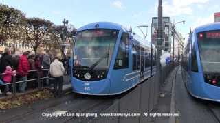 SL Tram Tvärbanan opening day Sundbyberg centrum Stockholm 27 October 2013 [upl. by Naihs]