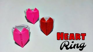 Heart ring origami  valentines day craft  How to fold origami heart ring [upl. by Nuajed]