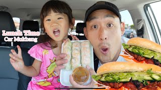 LUNCH with CrunchBaby BANH MI SPRING ROLLS EGG ROLLS  Car Mukbang [upl. by Anna]