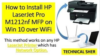 How to Install HP LaserJet Pro M1212NF on WiFi Wireless  Setup wireless printing [upl. by Addiego]