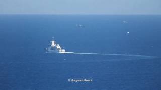 Turkish Coast Guard TCSG 702 Guven southeastbound in Chios Strait [upl. by Nollid801]