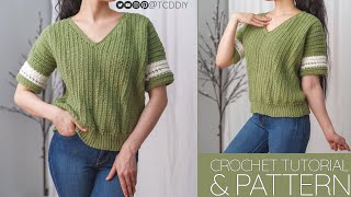 How to Crochet V Neck Top  Pattern amp Tutorial DIY [upl. by Aidam]