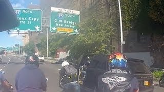 Watch Biker gang chases beats SUV driver in NYC [upl. by Aural]