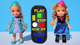 Elsa amp Anna toddlers playing jokes with a remote control [upl. by Adalai248]