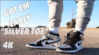 EARLY REVIEW AIR JORDAN 1 quotSILVER TOEquot ON FEET amp LACE SWAP [upl. by Jessalyn]