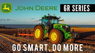 Johndeere 6R 185 on Farm  Demo Day Spreading Muck and Ploughing [upl. by Nnyllatsyrc]