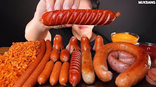 ASMR MUKBANG  FIRE NOODLES amp SAUSAGE KIELBASA VIENNA EATING 먹방 [upl. by Fairman390]