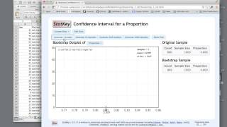 Bootstrap CI for a Proportion using StatKey [upl. by Iatnohs436]