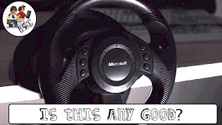 Review Microsoft Sidewinder Precision Racing Wheel USB Version 10  From 1999 [upl. by Eerhs]