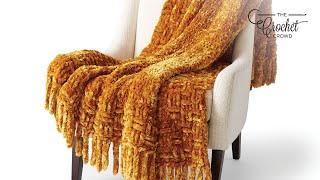 Ultra Thick Velvet Crochet Basket Weave Blanket  EASY  The Crochet Crowd [upl. by Fancy]