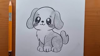 COME DISEGNARE UN CUCCIOLO KAWAII 🐶❤️  disegna un cane con una matita [upl. by Jessa]