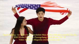 Maia amp Alex Shibutani unveil USA flag after winning ice dance bronze  2018 Winter Olympics [upl. by Maryjo81]