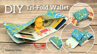 DIY TriFold Wallet  Small Fabric Wallet Sewing Tutorial sewingtimes [upl. by Shermy]