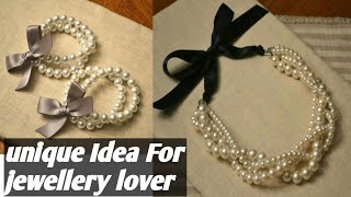 Beautiful Necklace Making Tutorial 🖤 DIY Pearl Necklace Handmade Jewellery 🖤🤍 [upl. by Saunders]