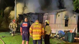 Live Fire destroys trailer house Duenweg Fire supported by neighboring departments [upl. by Prinz]