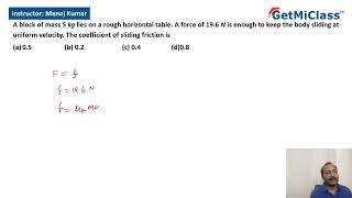 Sliding Friction Coefficient Calculation Example KCET 11th Physics Newtons Laws and Friction [upl. by Ayahs]