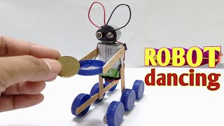 DIY very simple robot dancing  projects school with DC motor and coin [upl. by Oeramed]