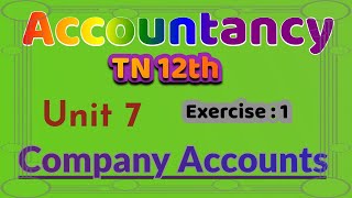 tn 12th accounts chapter 7  Exercise 1 [upl. by Olimreh843]