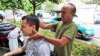 ASMR 2 Strong and funny street barber massage [upl. by Niledam]