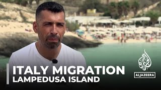 Italy migration Lampedusa Island records rise in migration [upl. by Amend]