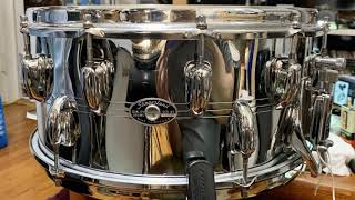 1979 SLINGERLAND 2TO1 SNARE DRUM CHROME OVER BRASS DEMONSTRATION [upl. by Eybbob]