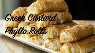 Galaktoboureko Rolls Greek Custard Phyllo Rolls [upl. by Boykins132]