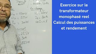 Video N°76 exercice sur transformateur monophasé reel [upl. by Lein]