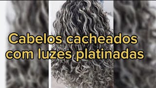 Cabelos cacheados com luzes platinadasinspirações cabelo platinado onduladocrespo [upl. by Scrope]