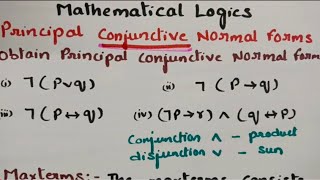 btech maths hub 7050 Principal Conjunctive Normal Forms MFCS DMS  Mathematical Logics Problems [upl. by Suchta7]