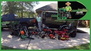 Lawn Care Setup Fall 2018  5x10 Enclosed Trailer Solo Operator Mowing Setup [upl. by Ahsieki]