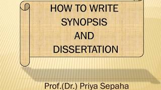 How to write Synopsis and Dissertation [upl. by Acyssej]