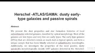 Herschel ATLAS GAMA dusty early type galaxies and passive spirals [upl. by Nrehtac]