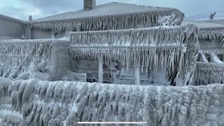 New York Blizzard turns homes into Ice Scultpures Winter Storm 2022 Drone 4k [upl. by Otirecul]