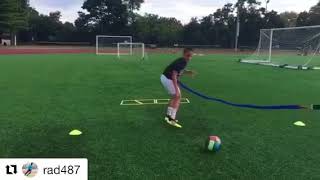 Soccer drill for deceleration and change of direction with resistance Acceleration Speed Cord [upl. by Dulcy]