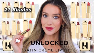 NEW HOURGLASS UNLOCKED SATIN CREME LIPSTICK SWATCHES amp REVIEW [upl. by Minsat863]