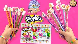 Shopkins Doodling Fun Art Color Book Coloring Pencils Erasers Set Unboxing Video Cookieswirlc [upl. by Daveta765]