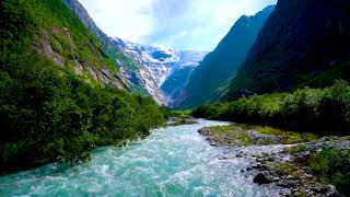 Beautiful Nature River in Norway Nature Sounds of River Flowing Water White Noise for Sleeping [upl. by Elorac163]