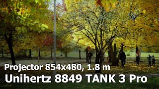 Unihertz 8849 TANK 3 Pro  Projector sample resolution 854x480 distance 18 m [upl. by Alra502]