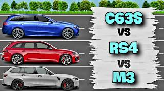 New C63s AMG vs BMW M3 vs Audi RS4 DRAG RACE [upl. by Iek517]