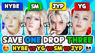 SAVE ONE DROP ONE  BIG 4 COMPANY EDITION  SAVE ONE DROP ONE KPOP  KPOP QUIZ PARTY [upl. by Ailemak]