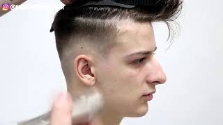 MENS HAIRCUT TUTORIAL  DROP FADE WITH TEXTURED QUIFF [upl. by Terris]