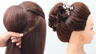 most beautiful bun hairstyle for bridal  hairstyle for women  top trendy juda hairstyle [upl. by Carny750]