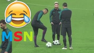 MESSI NEYMAR amp SUAREZ  MOMENTOS DIVERTIDOS  FUNNY MOMENTS [upl. by Ahseinat484]