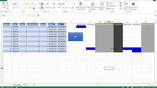 Diagramme de Gantt avec Excel  prise en compte jours ouvrés et fériés [upl. by Acimad]