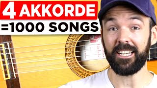 Wie du mit nur 4 Akkorden 1000 Songs spielen kannst  Gitarre lernen [upl. by Adnavoj]